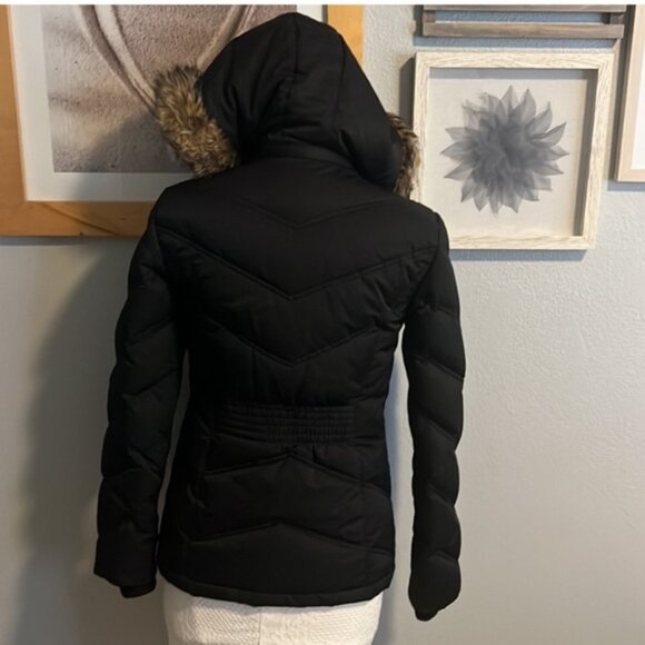 ESPRIT Women's Quilted Puffer Down Jacket Faux-Fur Trimmed Hooded Black S - Picture 2 of 10